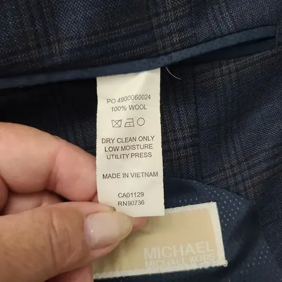 Michael Kors Men's wool navy blue plaid sports jacket 42S Formal Event wedding - Picture 11 of 13